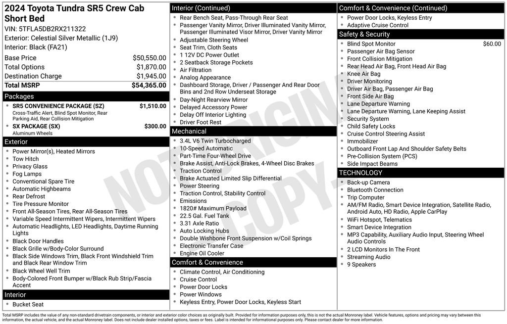Used 2024 Toyota Tundra SR5 w/ SR5 Convenience Package AWD/4WD image 5