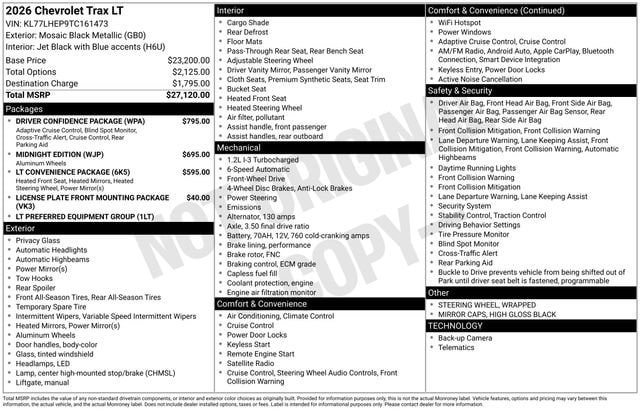 New 2026 Chevrolet Trax LT w/ Driver Confidence Package FWD image 4
