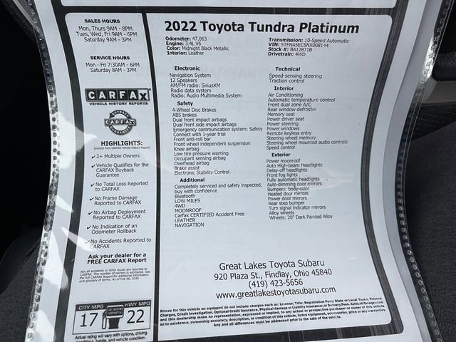 Used 2022 Toyota Tundra Platinum w/ Advanced Package image 27