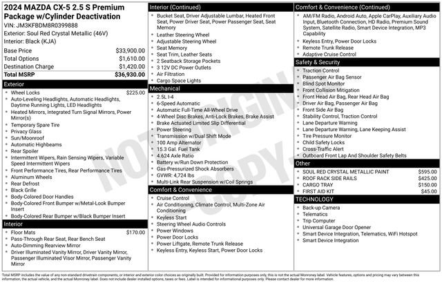 Used 2024 MAZDA CX-5 AWD 2.5 S w/ Premium Package image 7