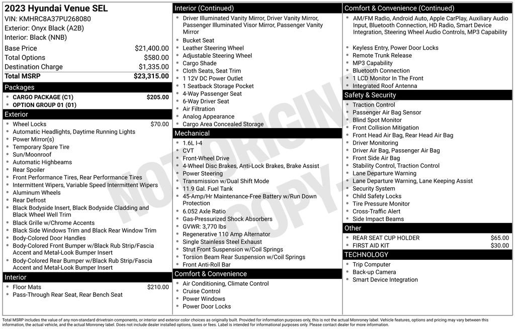 Used 2023 Hyundai Venue SEL w/ Cargo Package FWD image 36