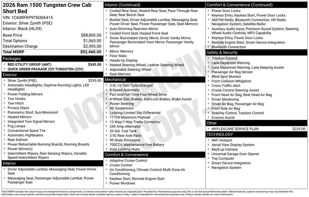New 2026 RAM 1500 Tungsten w/ Bed Utility Group AWD/4WD image 7