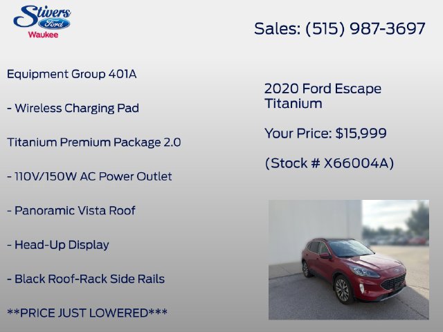 Used 2020 Ford Escape Titanium w/ Titanium Premium Package 2.0 AWD/4WD image 8