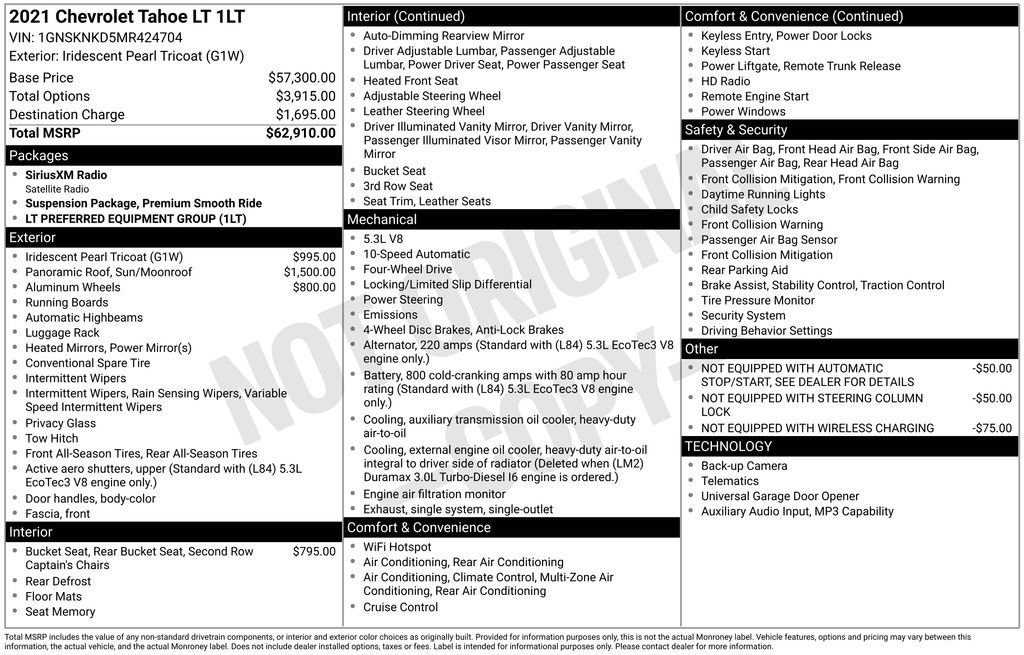 Used 2021 Chevrolet Tahoe LT AWD/4WD image 31
