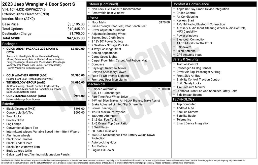 Used 2023 Jeep Wrangler Unlimited Sport AWD/4WD image 15