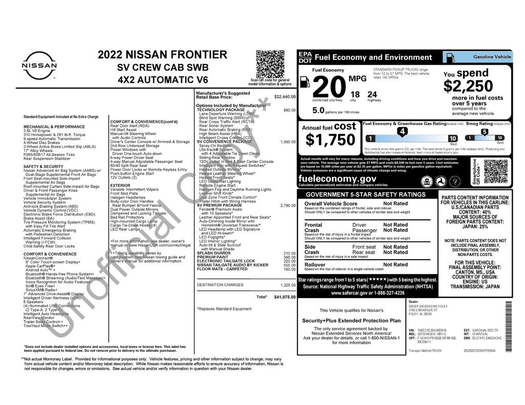 Used 2022 Nissan Frontier SV w/ SV Premium Package RWD image 8