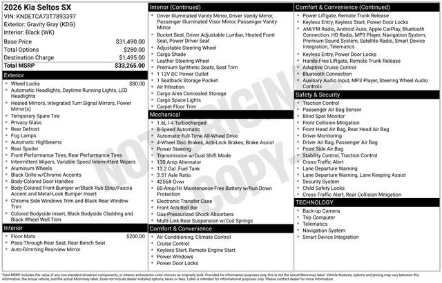 New 2026 Kia Seltos SX AWD/4WD image 4