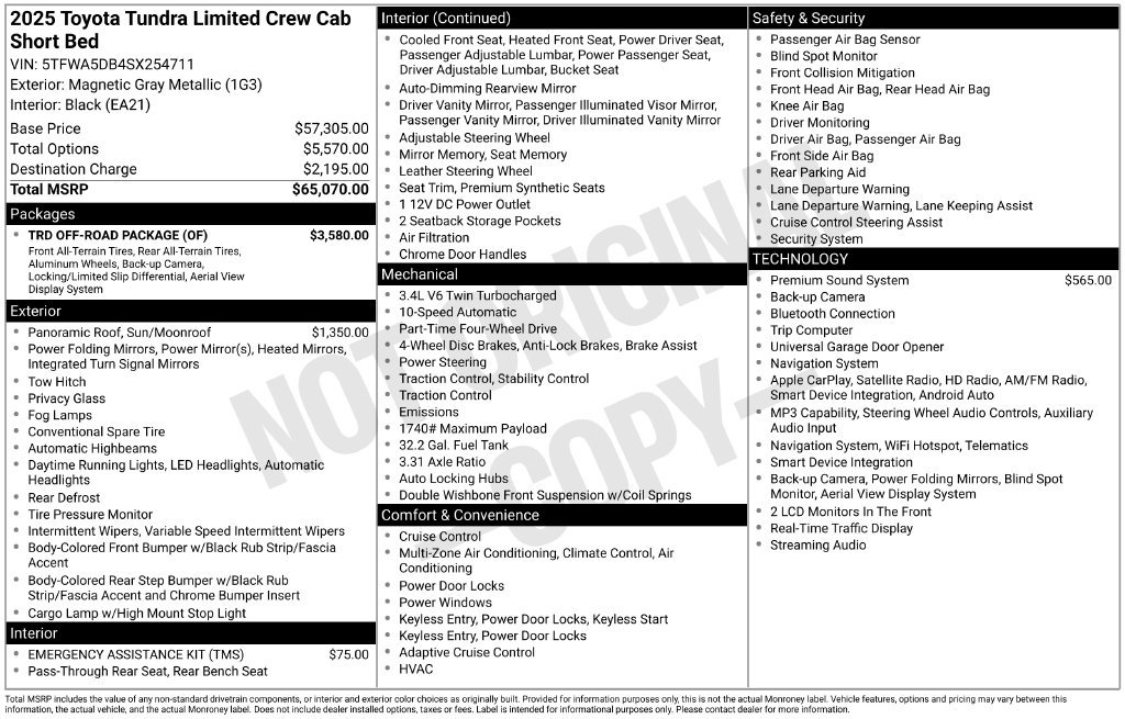 Certified 2025 Toyota Tundra Limited w/ TRD Off-Road Package AWD/4WD image 41