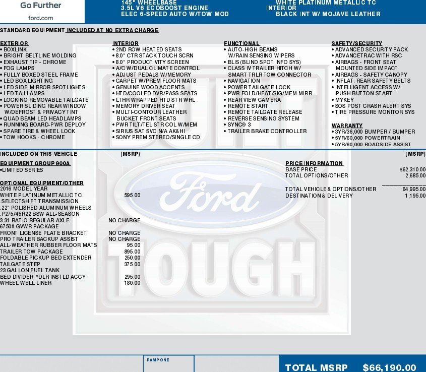 Used 2016 Ford F150 Limited w/ Trailer Tow Package image 7