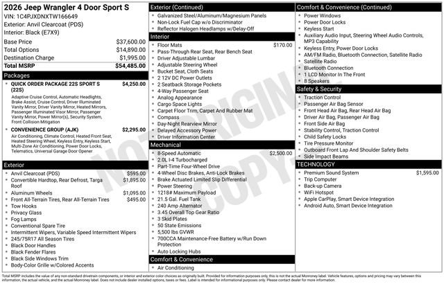 New 2026 Jeep Wrangler Sport S image 46