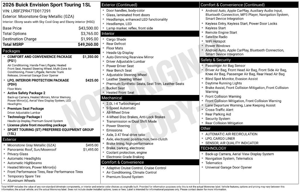 New 2026 Buick Envision Sport Touring AWD/4WD image 48
