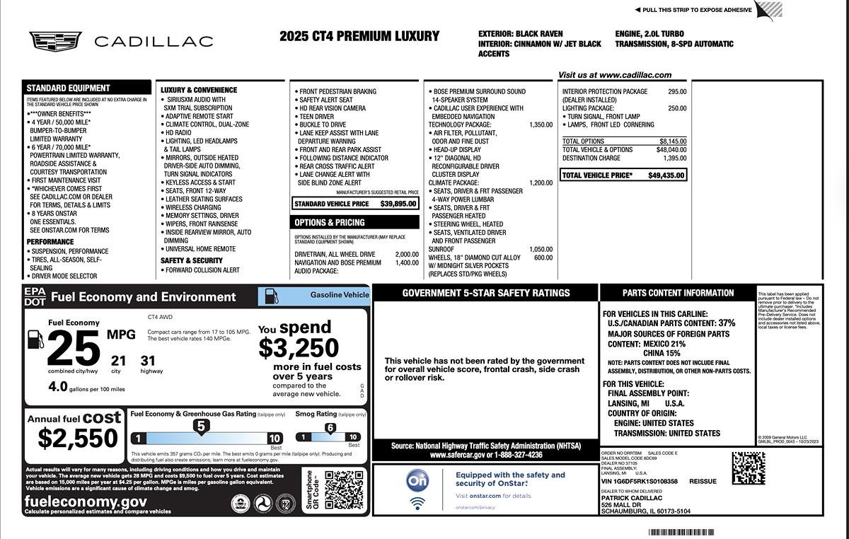 Used 2025 Cadillac CT4 Premium Luxury image 10