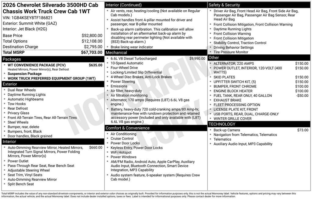 New 2026 Chevrolet Silverado 3500 W/T w/ WT Convenience Package AWD/4WD image 29