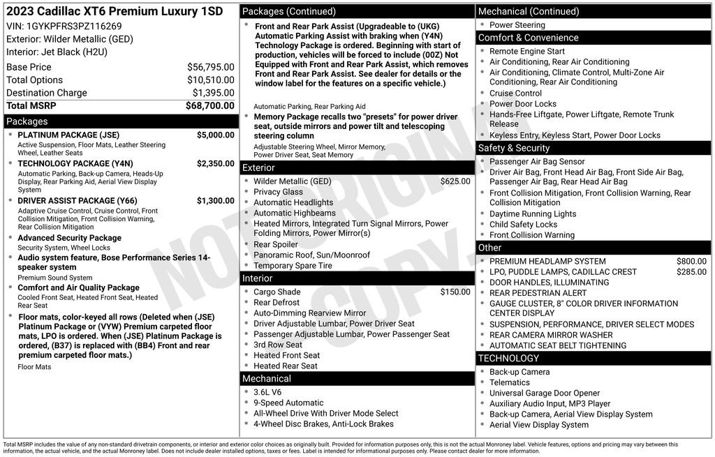 Used 2023 Cadillac XT6 Premium Luxury w/ Platinum Package image 49