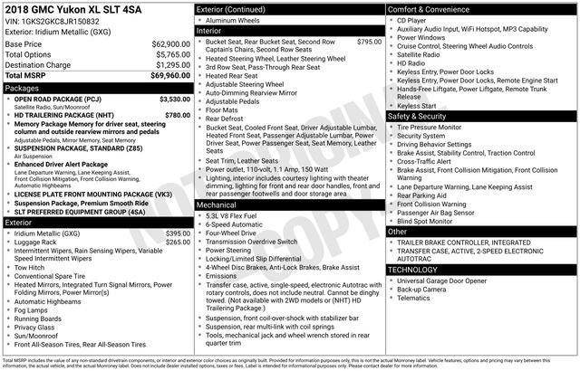 Used 2018 GMC Yukon XL SLT w/ Open Road Package image 5