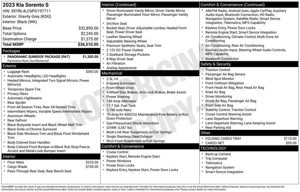Used 2023 Kia Sorento S w/ Panoramic Sunroof Package FWD image 12