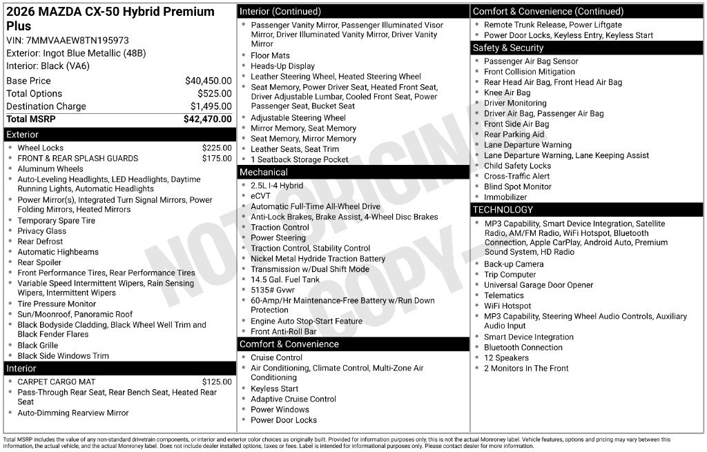 New 2026 MAZDA CX-50 2.5 Hybrid w/ Premium Plus Pkg AWD/4WD image 7