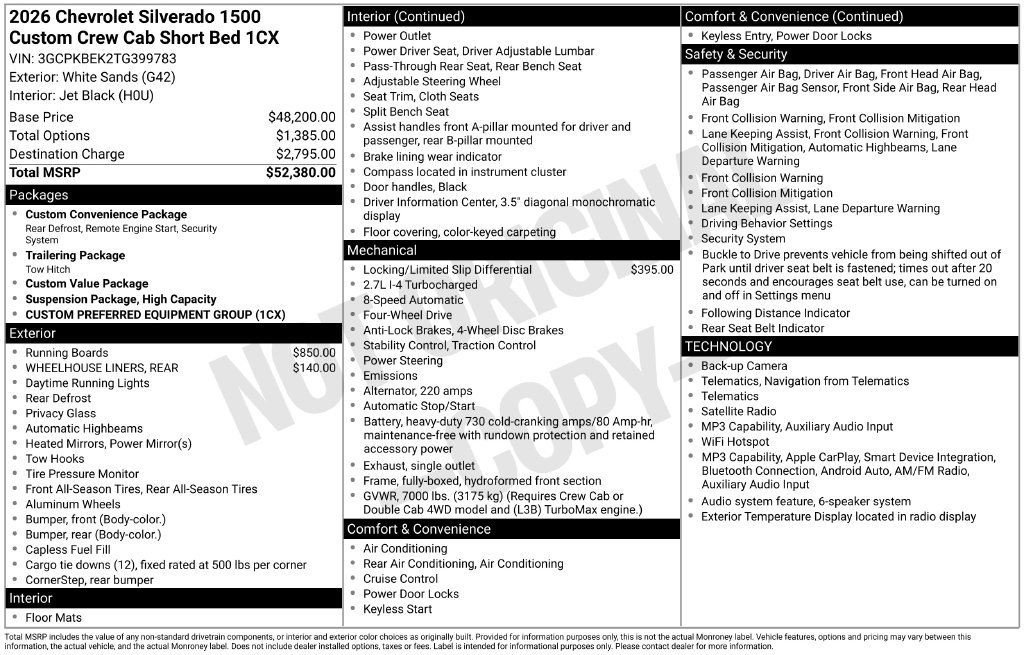 New 2026 Chevrolet Silverado 1500 Custom AWD/4WD image 8