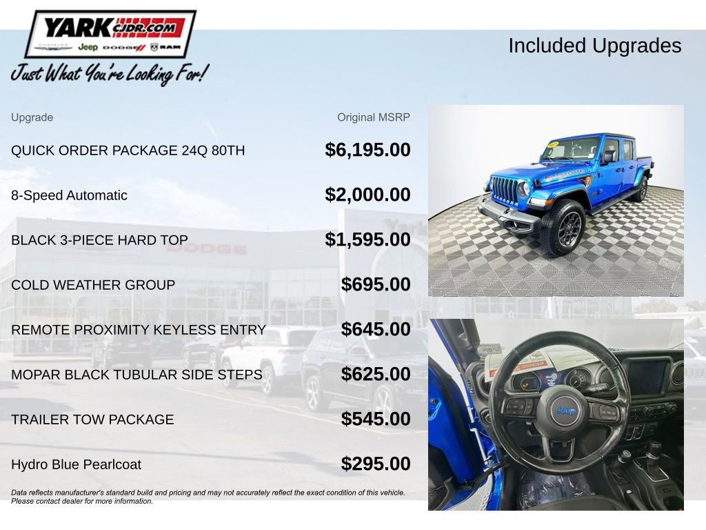 Certified 2021 Jeep Gladiator Sport w/ Quick Order Package 24Q 80Th image 6