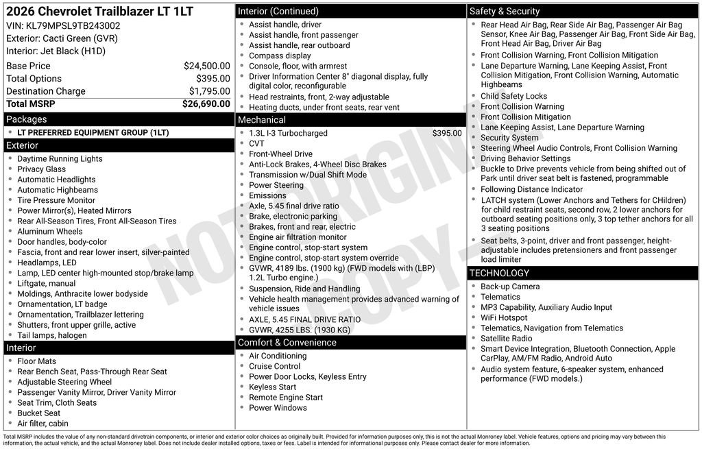 New 2026 Chevrolet TrailBlazer LT FWD image 32