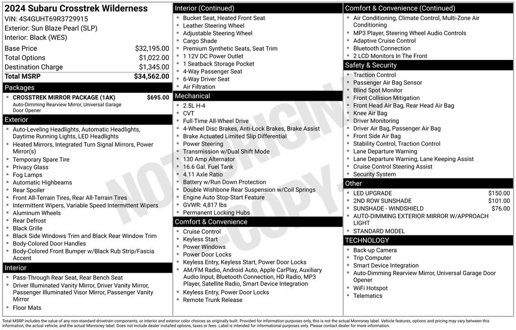 Used 2024 Subaru Crosstrek 2.5i Wilderness w/ Crosstrek Mirror Package image 2