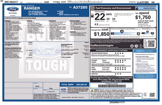 Used 2020 Ford Ranger XLT w/ Equipment Group 301A Mid AWD/4WD image 7