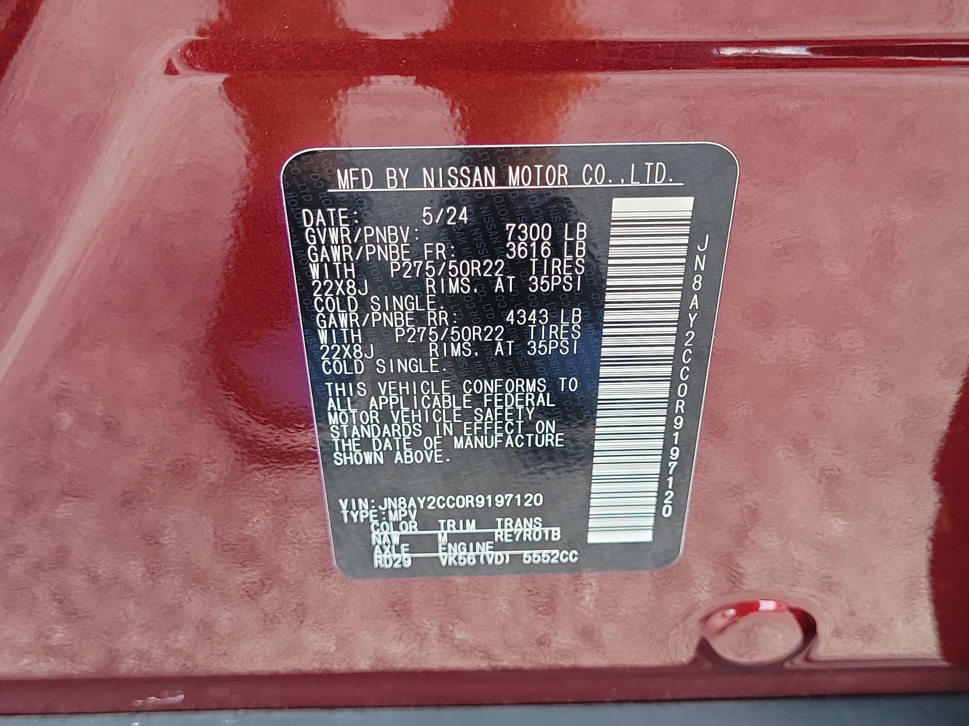 Certified 2024 Nissan Armada Platinum w/ Cargo Package RWD image 29