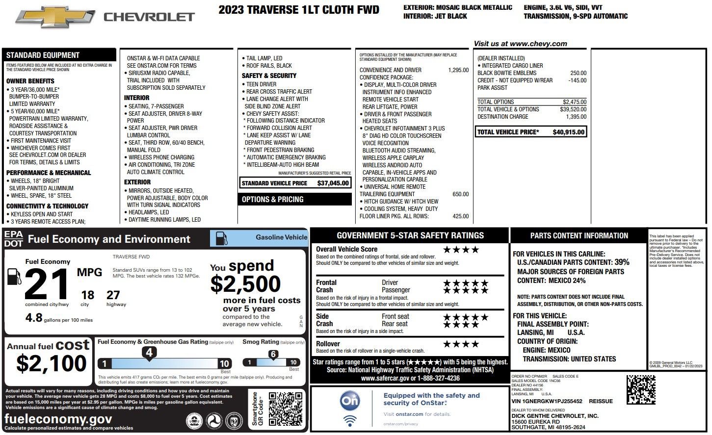 Used 2023 Chevrolet Traverse LT image 39