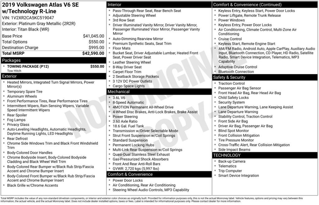 Used 2019 Volkswagen Atlas SE w/ Towing Package image 3
