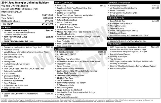 Used 2014 Jeep Wrangler Unlimited Rubicon w/ Connectivity Group AWD/4WD image 33
