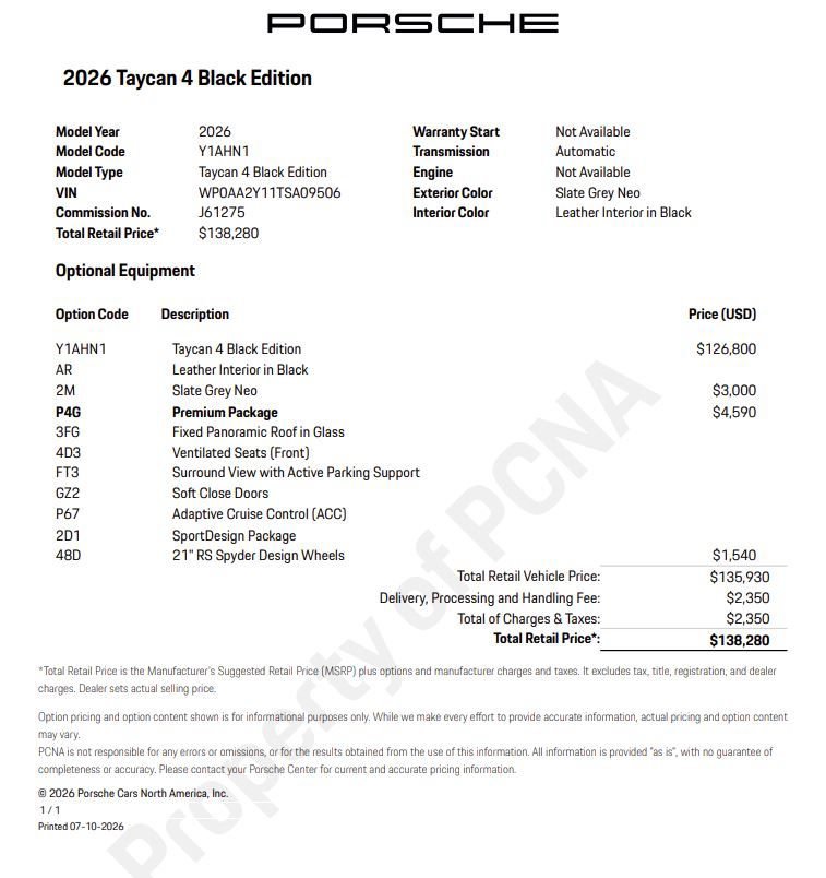 New 2026 Porsche Taycan RWD image 6
