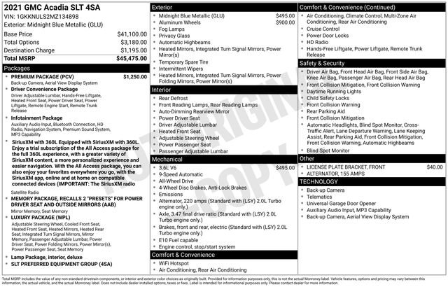 Used 2021 GMC Acadia SLT w/ Premium Package AWD/4WD image 32