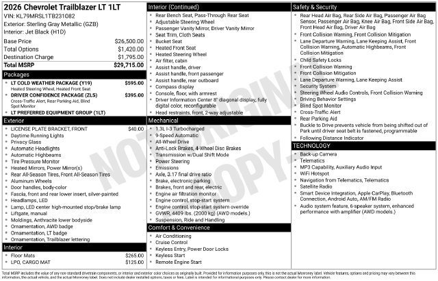 New 2026 Chevrolet TrailBlazer LT w/ LT Cold Weather Package AWD/4WD image 43