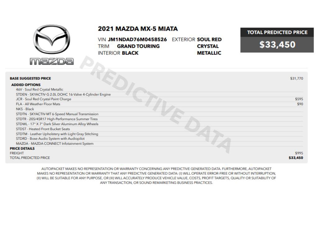 Used 2021 MAZDA MX-5 Miata Grand Touring RWD image 2