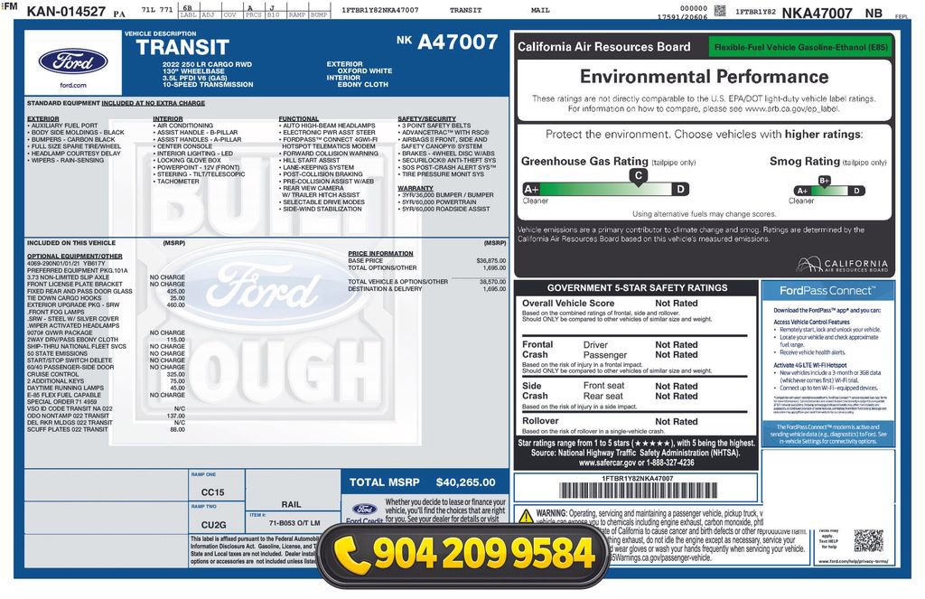 Used 2022 Ford Transit 250 Low Roof w/ Exterior Upgrade Package RWD image 2