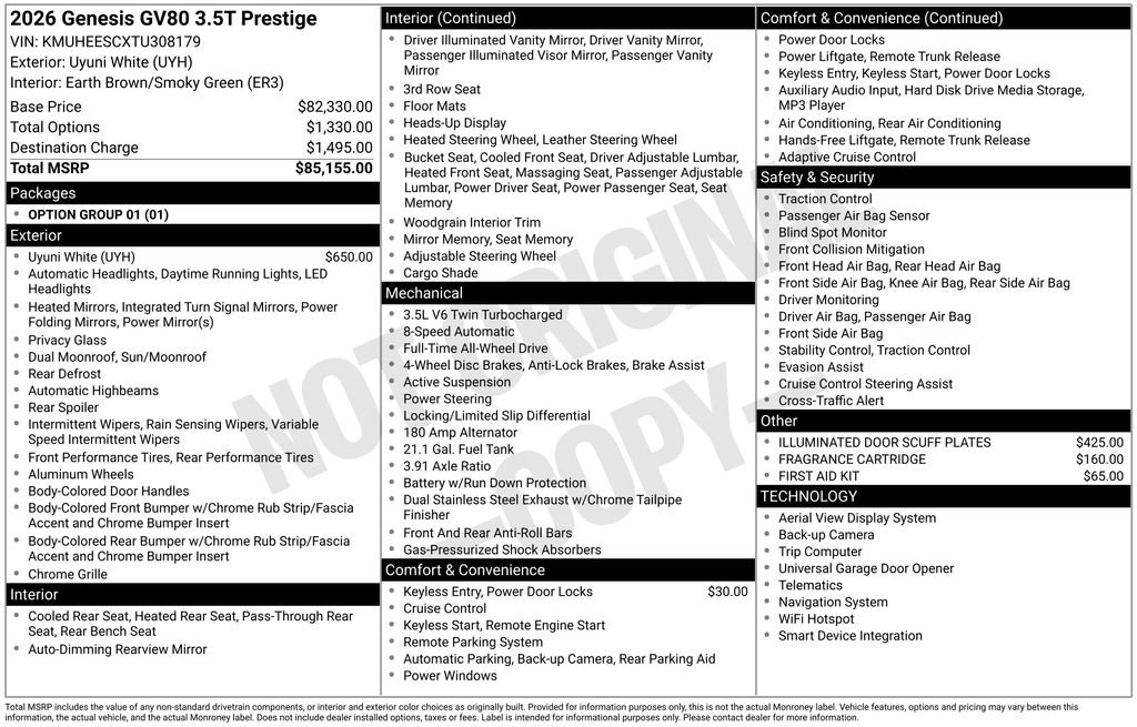 New 2026 Genesis GV80 3.5T Prestige AWD/4WD image 7