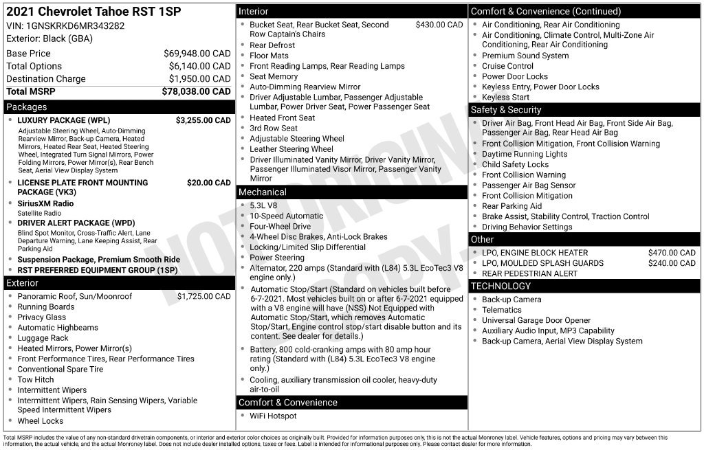 Used 2021 Chevrolet Tahoe RST w/ Luxury Package AWD/4WD image 44