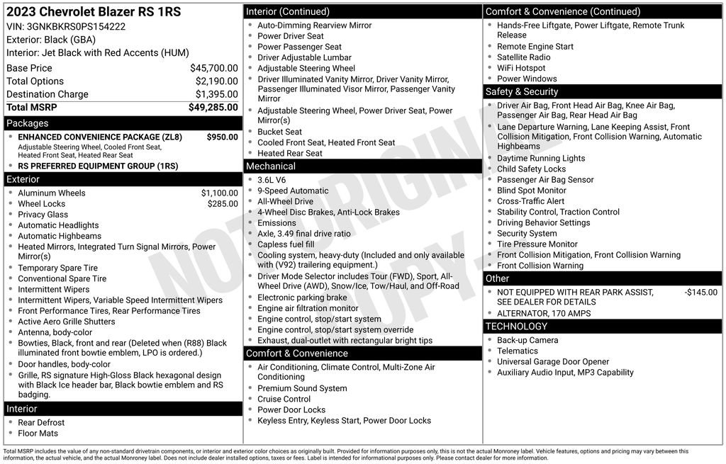 Used 2023 Chevrolet Blazer RS w/ Enhanced Convenience Package image 46