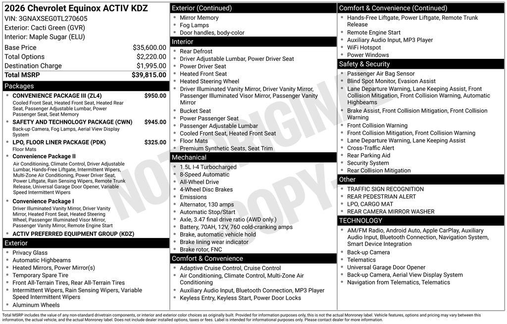 New 2026 Chevrolet Equinox ACTIV w/ Convenience Package III image 4