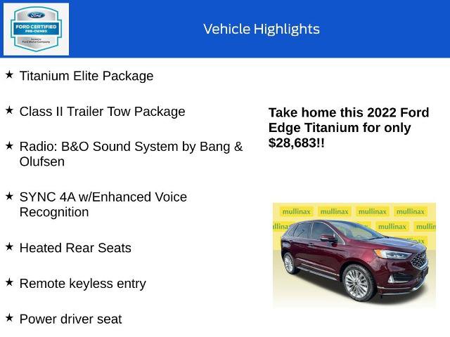Certified 2022 Ford Edge Titanium w/ Equipment Group 301A image 10
