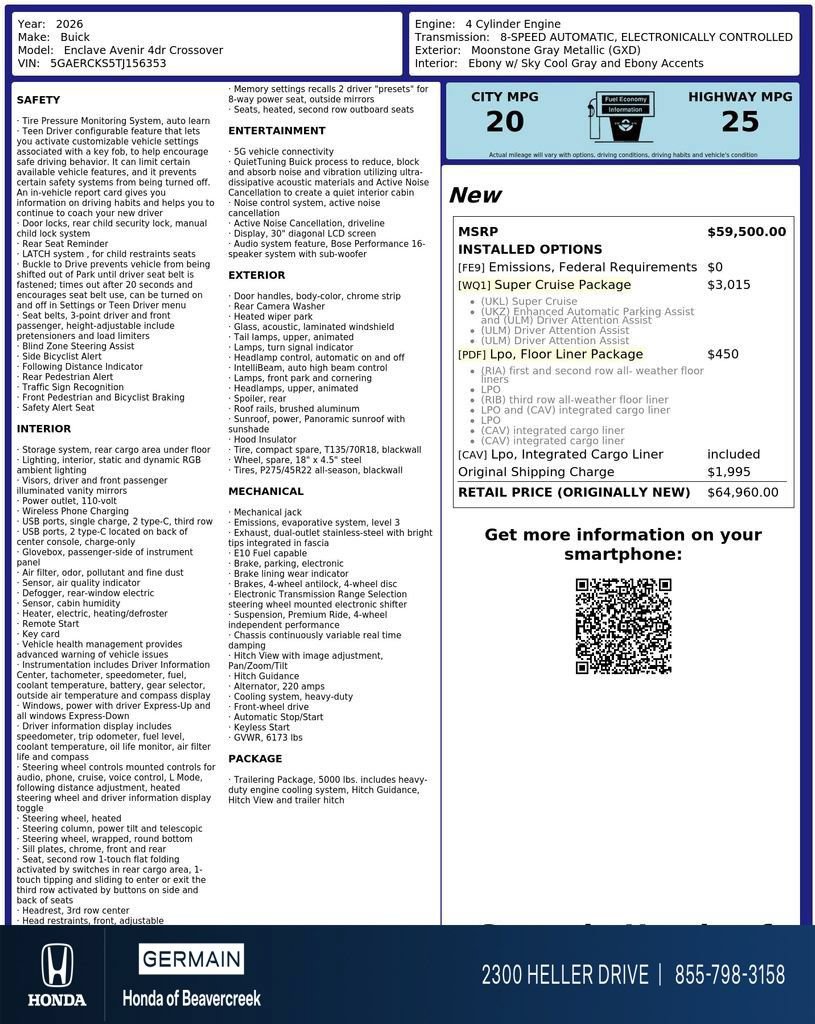 Used 2026 Buick Enclave Avenir w/ Super Cruise Package FWD image 33