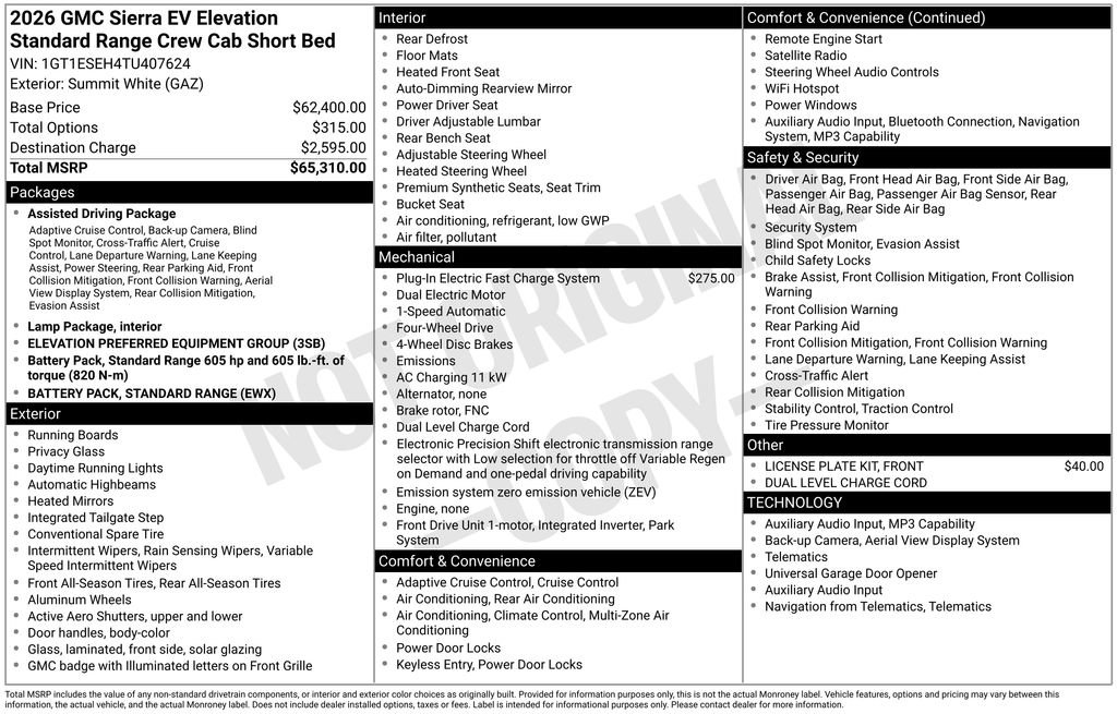 New 2026 GMC Sierra EV Elevation AWD/4WD image 35
