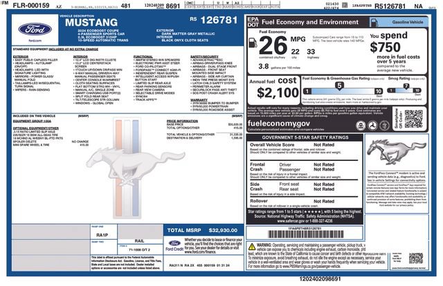 Certified 2024 Ford Mustang Coupe RWD image 36