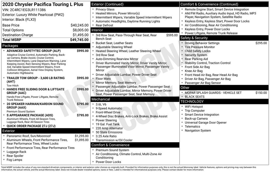 Used 2020 Chrysler Pacifica Touring-L Plus FWD image 28