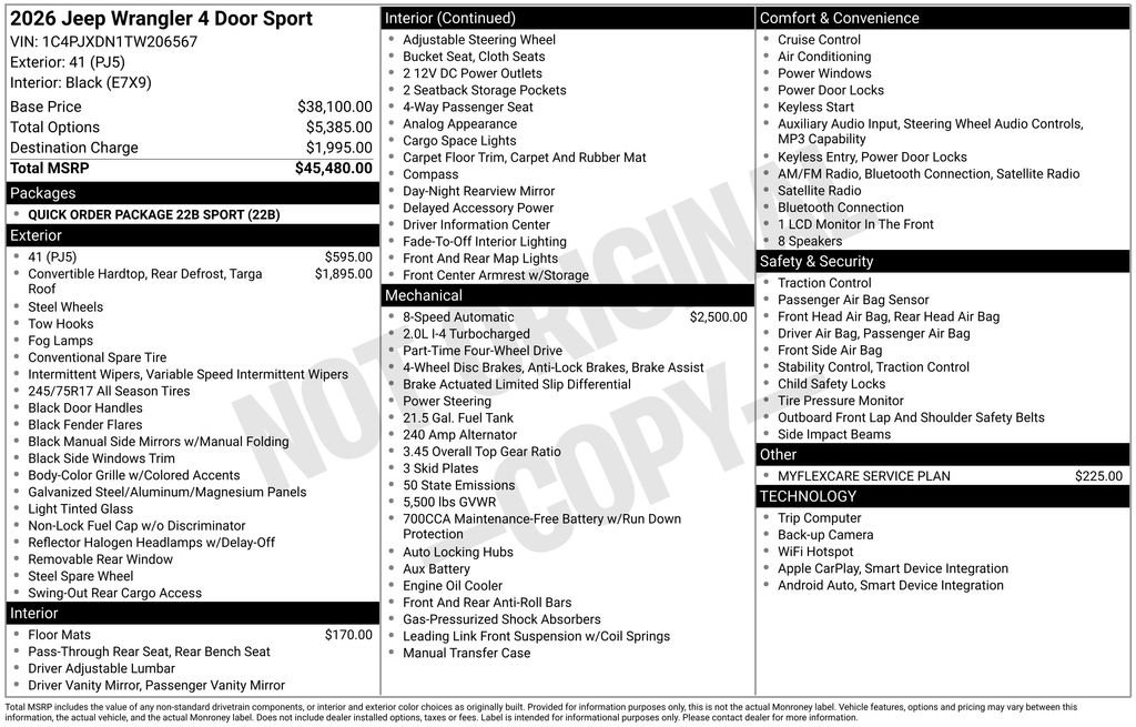 New 2026 Jeep Wrangler Sport image 9