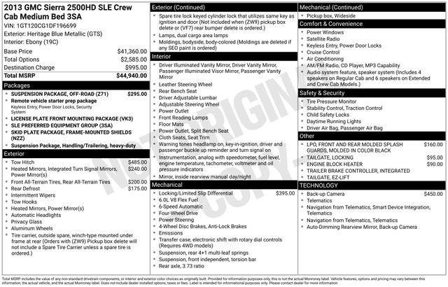 Used 2013 GMC Sierra 2500 SLE w/ Suspension Package, Off-Road image 13