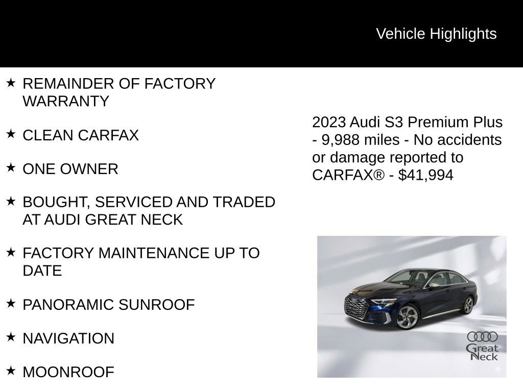 Used 2023 Audi S3 Premium Plus w/ Premium Plus Package AWD/4WD image 9