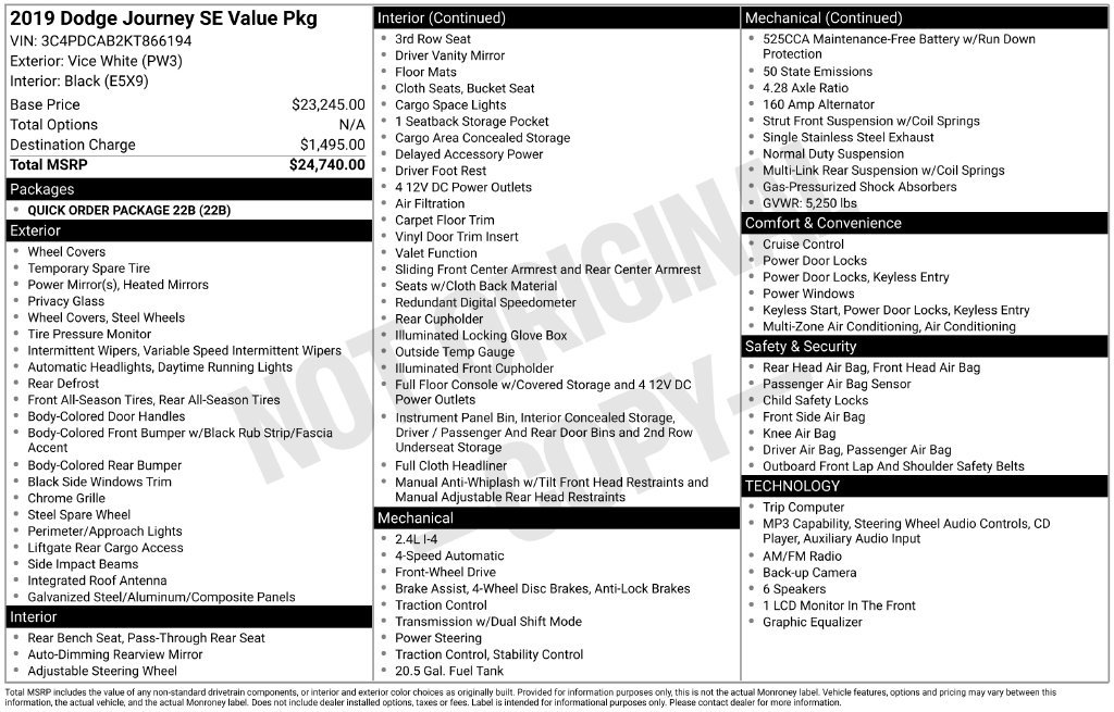 Used 2019 Dodge Journey SE FWD image 2