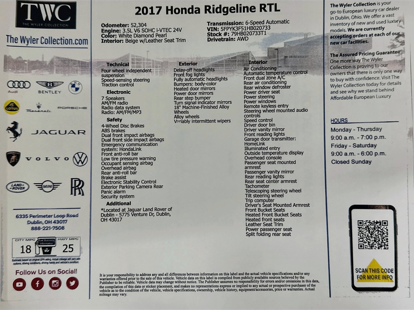 Used 2017 Honda Ridgeline RTL image 43