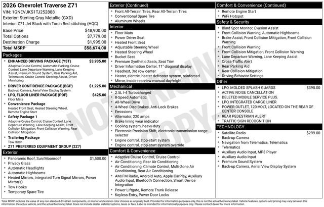 New 2026 Chevrolet Traverse Z71 w/ Enhanced Driving Package AWD/4WD image 6